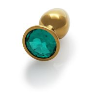 Ouch! Round Gem Anaalitappi - Small - Kulta/Smaragdinvihreä, kuva 3