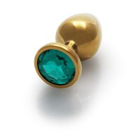 Ouch! Round Gem analplugg - Medium - Gull/Smaragdgrønn, bilde 3