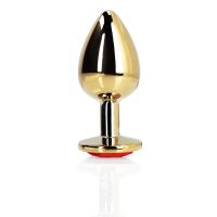 Ouch! Heart Gem Buttplug - Medium - Guld/Rubinrød