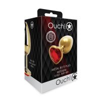 Ouch! Heart Gem Buttplug - Medium - Guld/Rubinrød, billede 5