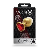Ouch! Heart Gem Buttplug - Medium - Guld/Rubinrød, billede 6