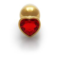 Ouch! Heart Gem Buttplug - Medium - Guld/Rubinrød, billede 2