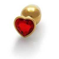 Ouch! Heart Gem Buttplug - Medium - Guld/Rubinrød, billede 3