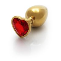Ouch! Heart Gem Buttplug - Medium - Guld/Rubinrød, billede 4