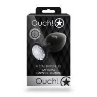 Ouch! Round Gem Butt Plug - Medium - Gunmetal/Diamond, picture 3