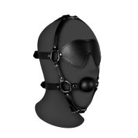 Ouch! Arnês de Cabeça com Venda e Mordaça de Bola Sólida - Preto