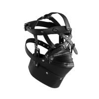 Ouch! Head Harness with Zip-up Mouth and Lock - Black, bilde 4