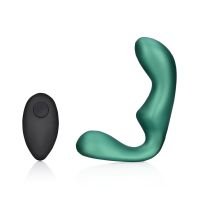Ouch! Pointed vibrerande prostatastimulator med fjärrkontroll - metallic grön