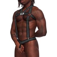 Male Power Elastic Harness nasteilla - One Size - musta