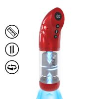 Pumped StrokeMate - Pompa Masturbatore con Suzione, Rotazione e Affondi - Rosso metallizzato