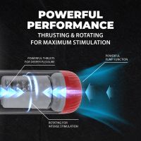 Pumped StrokeMate - Pompa Masturbatore con Suzione, Rotazione e Affondi - Rosso metallizzato, immagine 6