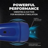 Pumped Pulsar - Masturbatorpumpe med undertryk, sug og vibration - Metallic blå, billede 6