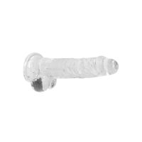 RealRock Realistisk dildo med testikler - 21 cm - Transparent, billede 3