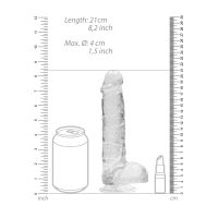 RealRock Realistisk dildo med testikler - 21 cm - Transparent, billede 7