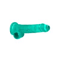 RealRock Realistyczne dildo z jądrami - 21 cm - Turkusowe, zdjęcie 3