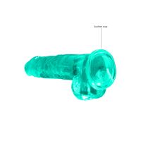 RealRock Realistyczne dildo z jądrami - 21 cm - Turkusowe, zdjęcie 4