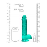 RealRock Realistyczne dildo z jądrami - 21 cm - Turkusowe, zdjęcie 7
