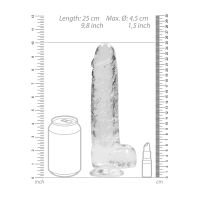 RealRock Realistisk dildo med testikler - 23 cm - Transparent, billede 7