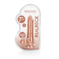 RealRock Dildo z jądrami - 17 cm - Brązowe, zdjęcie 2