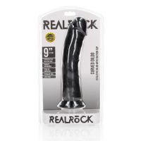 Zakrzywione realistyczne dildo RealRock z przyssawką - 23 cm - Czarne, zdjęcie 6