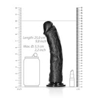 Zakrzywione realistyczne dildo RealRock z przyssawką - 23 cm - Czarne, zdjęcie 7