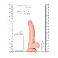 Zakrzywione realistyczne dildo RealRock z jądrami i przyssawką - 18 cm - Cieliste, zdjęcie 7