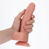 RealRock Gode réaliste courbé avec testicules et ventouse - 20,5 cm - Couleur chair, photo 5