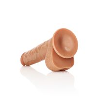 RealRock rett realistisk dildo med baller og sugekopp - 25,5 cm - Lysebrun, bilde 4