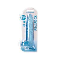 RealRock realistisk dildo med baller - 25,4 cm - Blå, bilde 2
