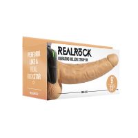 RealRock Strap-on cavo vibrante con testicoli - 23 cm - Abbronzato, immagine 2