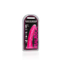 RealRock Dildo Realista Fino com Ventosa - Brilha no Escuro - 15,5 cm - Cor-de-rosa, imagem 6