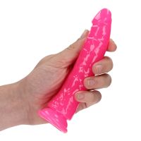RealRock Dildo Realista Fino com Ventosa - Brilha no Escuro - 15,5 cm - Cor-de-rosa, imagem 5