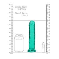 RealRock lige realistisk dildo med sugekop - 18 cm - Turkis, billede 7