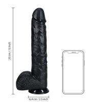 RealRock Extra Large Straight Dildo med kugler - 33 cm - Sort, billede 7