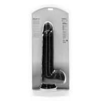 RealRock Extra Large Straight Dildo med bollar - 35,5 cm - Svart, bild 3