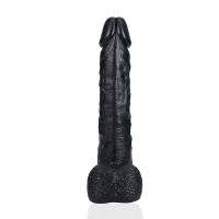 RealRock Extra Large Straight Dildo with Balls - 38 cm - Svart, bilde 4