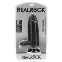 RealRock Gode réaliste extra épais avec testicules - 23 cm - Noir, photo 2