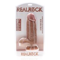 RealRock Dildo Realistico Extra Spesso Diritto con Palline - 23 cm - Abbronzato, immagine 2