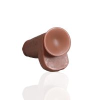 RealRock Dildo Realistico Extra Spesso Diritto con Palline - 23 cm - Abbronzato, immagine 5