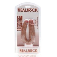RealRock U-formet Dobbelt Dildo - 12,7 cm - Tan, billede 2