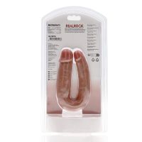 RealRock U-formet Dobbelt Dildo - 12,7 cm - Tan, billede 3