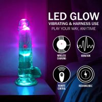 RealRock LED vibrerende rett dildo med baller - 15 cm - Gjennomsiktig, bilde 7