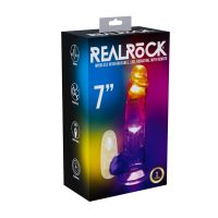 RealRock lige vibrerende dildo med LED og testikler - 18 cm - Transparent, billede 6