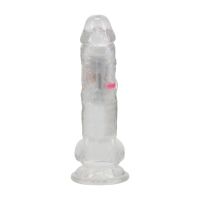 RealRock lige vibrerende dildo med LED og testikler - 18 cm - Transparent, billede 3