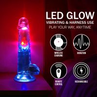 RealRock LED Vibrating Straight Cock with Balls - 20 cm - Transparent, picture 7