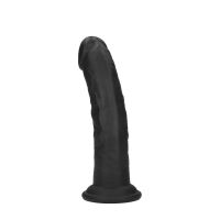 RealRock Dual Density kaareva realistinen silikonidildo imukupilla - 15,5 cm - Musta