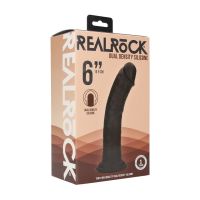 RealRock Dual Density kaareva realistinen silikonidildo imukupilla - 15,5 cm - Musta, kuva 5