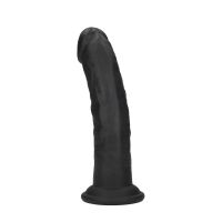 RealRock Gode réaliste courbé double densité en silicone avec ventouse - 18,5 cm - Noir