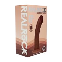 RealRock Dildo Realistico Curvo in Silicone a Doppia Densità con Ventosa - 20,5 cm - Marrone, immagine 5