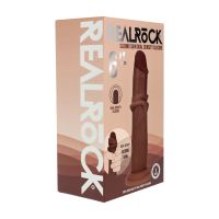 RealRock Kaksikerroksinen realistinen silikonidildo liukuvalla iholla - 15,5 cm - Ruskea, kuva 6